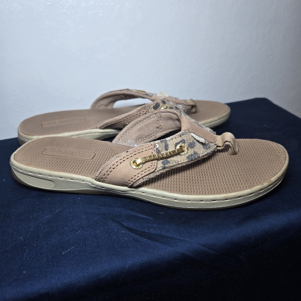 Womens Sperry Topsider Thing Flip Flop Leopsrd Print Sequins Size 6 - Picture 2 of 5